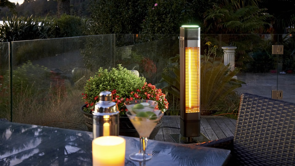 The 3-in-1 Illium Freestanding Heater with Bluetooth Speaker system.