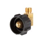 GM40311 GRILLED ADAPTOR - SAFELOK (LCC27) VALVE TO CAMPING (3/8" BSP) 90° OUTLET